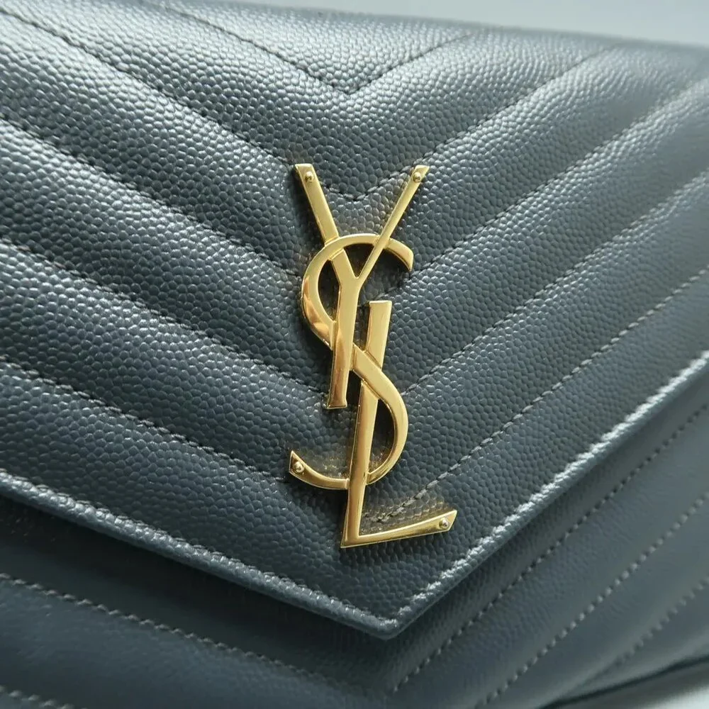SAINT LAURENT Envelope Grey Leather Shoulder Bag 1108-011625 - Picture 7 of 12